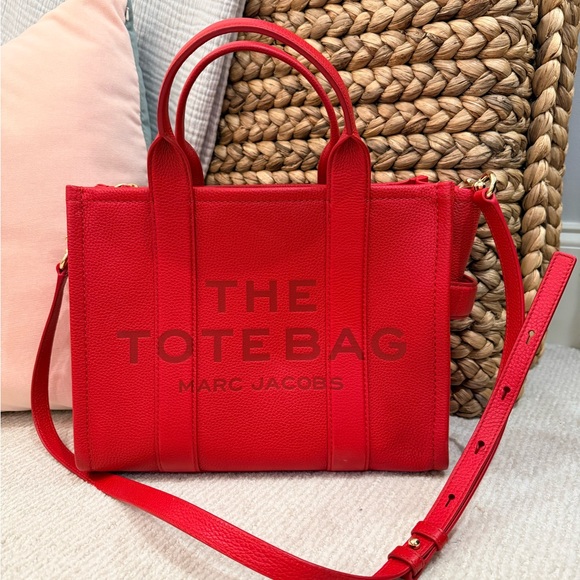 Marc Jacobs Handbags - Marc Jacobs Red 'The Tote Bag' Structured Leather Tote with Strap